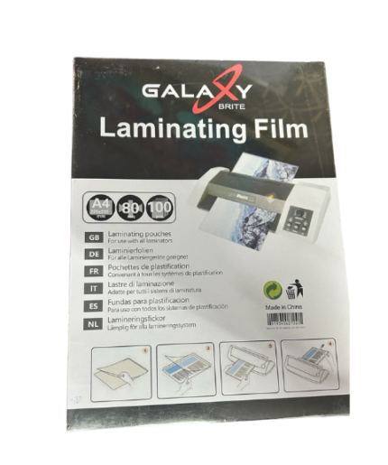 Galaxy Lamination Pouch – Thermal Lamination (A4 Size) Pouch 225 × 310 mm 80 Micron Pack of 100 Sheets – Import