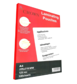 Crown Gold Thermal Lamination Pouch - Laminating Pouche 225mm X 310mm, 125 Mic (A4 Size) Pack of 100 Sheets - Import