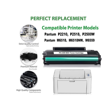 PG-208 Toner Cartridge Compatible with Pantum P2518 / P2210 / P2500W / M6518 / M6518NW / M6559 Series Printers - Import with Box