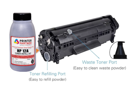 12A Easy Refill Cartridge with 100 Germ Toner Powder for HP LaserJet 1020 / M1005 & Canon LBP2900 Printer - Import