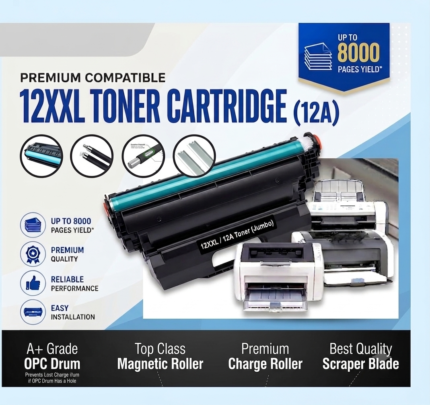 12XXL Toner Cartridge Jumbo 8000 Page (12A-Q2612QA) for HP LaserJet 1020 / M1005 / Canon LBP2900 Printer - Import with Box