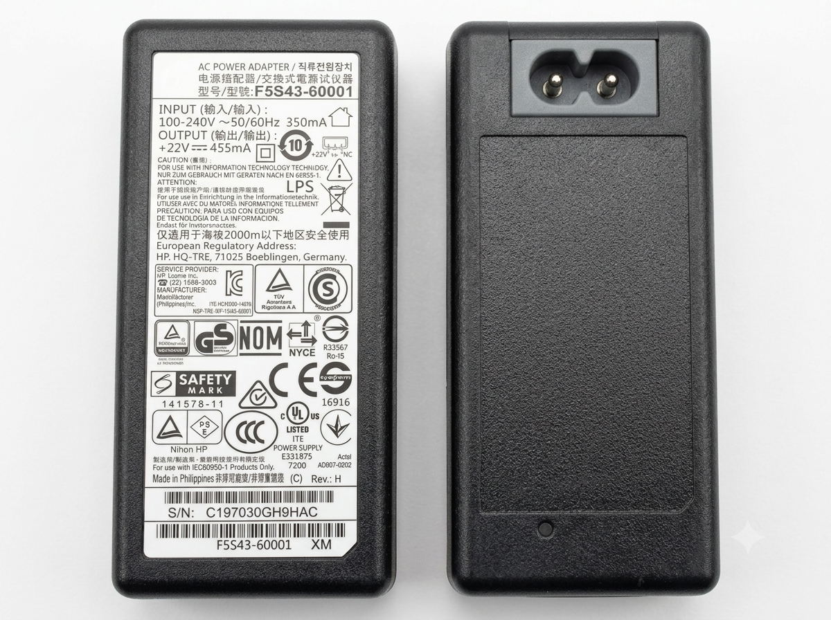 Power Supply Adapter Original HP Ink Tank GT 5810 / 5820 / 315 / 316 / 319 / 415 Printer โ Part No: - F5S43-60002 Power Supply Adapter Original HP Ink Tank GT 5810 / 5820 / 315 / 316 / 319 / 415 Printer โ Part No: - F5S43-60002