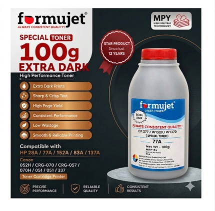 Formujet 77A Toner Powder (100 Germ) for HP LaserJet 28A / 77A / 152A / 83A / 137A / Canon 052H / CRG-070 / CRG-057 / 070H / 051 / 051 / 337 Printer