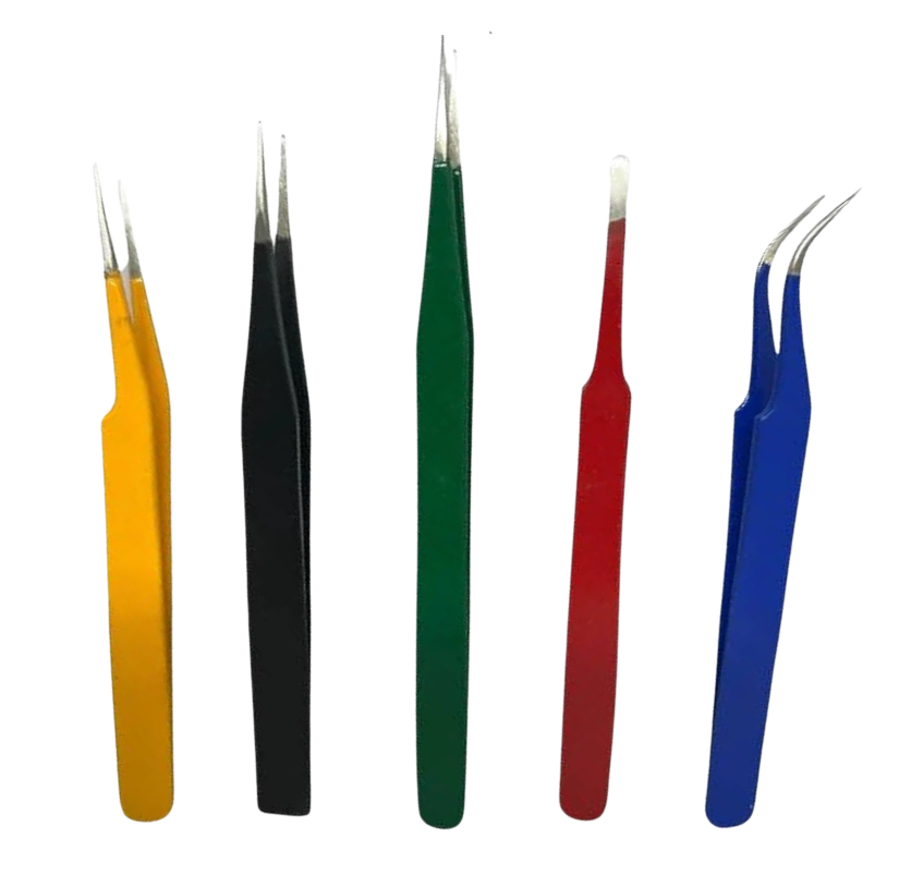 5Pcs Multi Colour ESD Tweezers Set โ Straight & Curved Tips, Non-Magnetic Precision Tweezers for Electronics & Mobile Repair 5Pcs Multi Colour ESD Tweezers Set โ Straight & Curved Tips, Non-Magnetic Precision Tweezers for Electronics & Mobile Repair