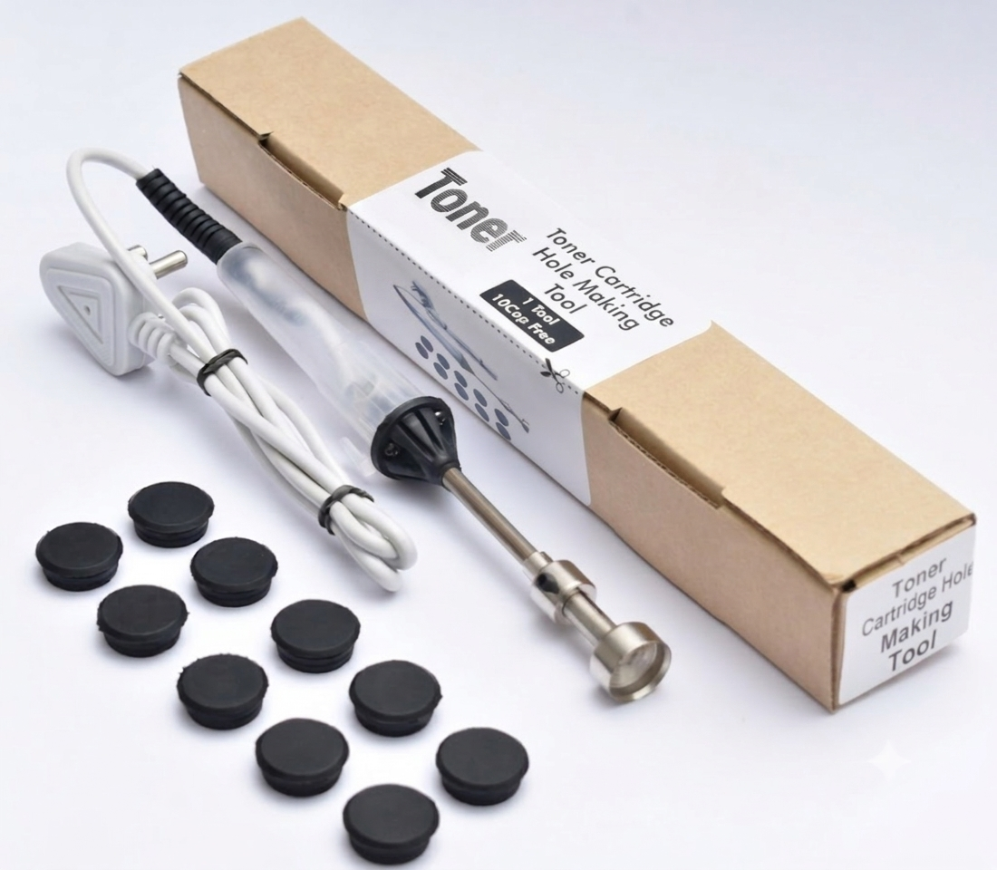 Toner Cartridge Refill Tool Kit โ Electric Soldering Iron & Hole-Making Tool, 40W 110V, 13.5mm with 10 Caps Toner Cartridge Refill Tool Kit โ Electric Soldering Iron & Hole-Making Tool, 40W 110V, 13.5mm with 10 Caps