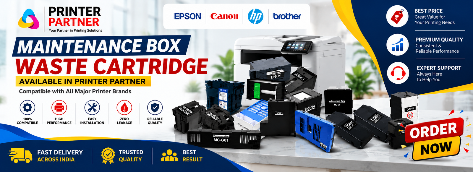 Printer Partner Waste Cartridge Banner